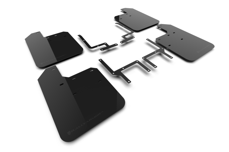 Jeep Wrangler Rubicon Mud Flap Kit - Rally Armor - UR Black Flap/Metallic Black Logo - Black - `18-`27